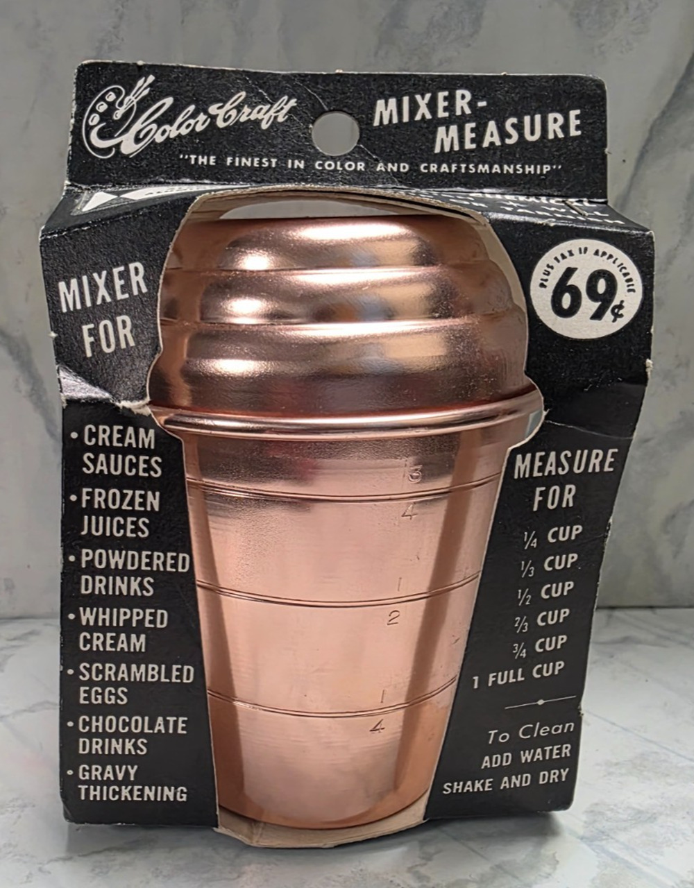 Mixer-Measure Shaker w/Lid by ColorCraft, Rose Gold, Original Package, USA Made